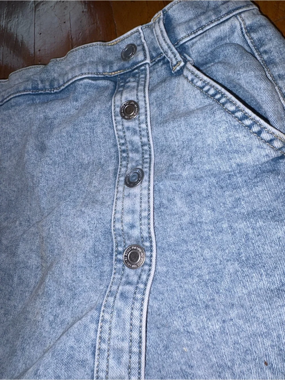 Light Wash Denim Button-Front Women’s Shorts Skirt